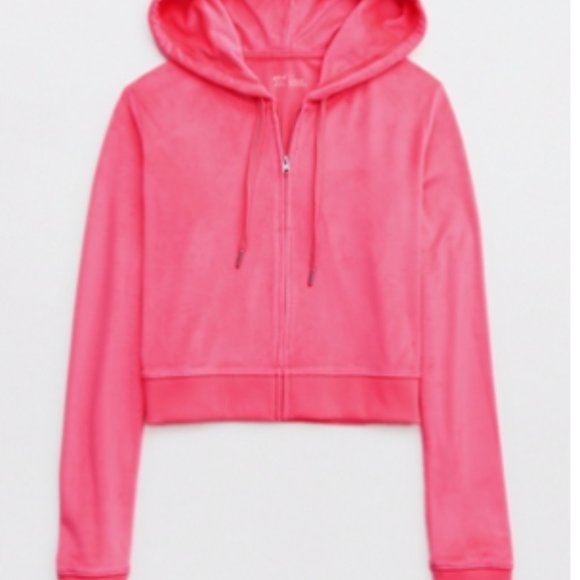 Aerie Dreamy Velour Low Rise Sweatpants w Matching Zip Up Hoodie Y2K - Picture 2 of 11